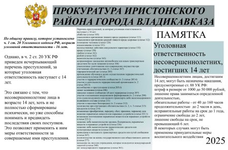 Прокуратура Иристонского района г.Владикавказа разъясняет